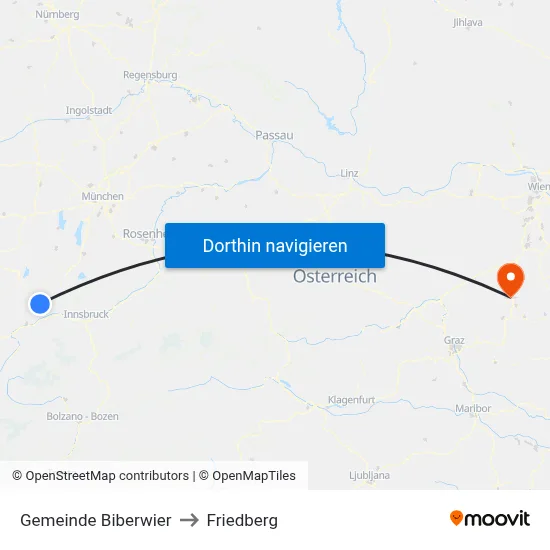 Gemeinde Biberwier to Friedberg map