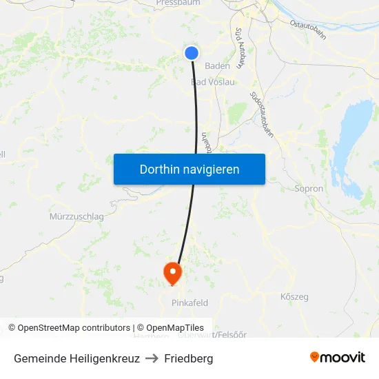 Gemeinde Heiligenkreuz to Friedberg map