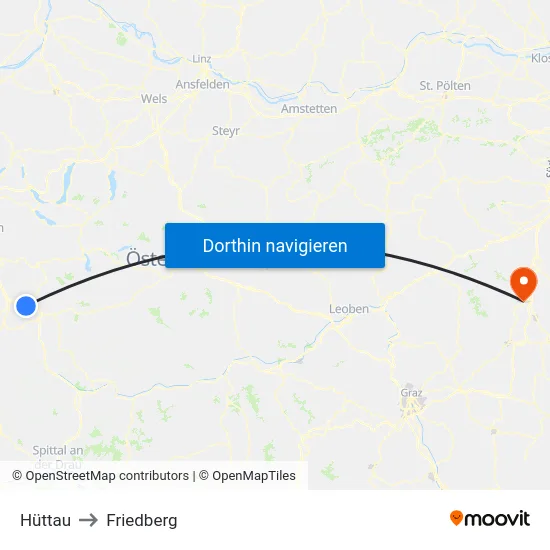 Hüttau to Friedberg map