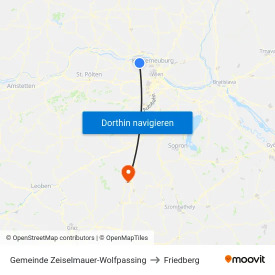 Gemeinde Zeiselmauer-Wolfpassing to Friedberg map