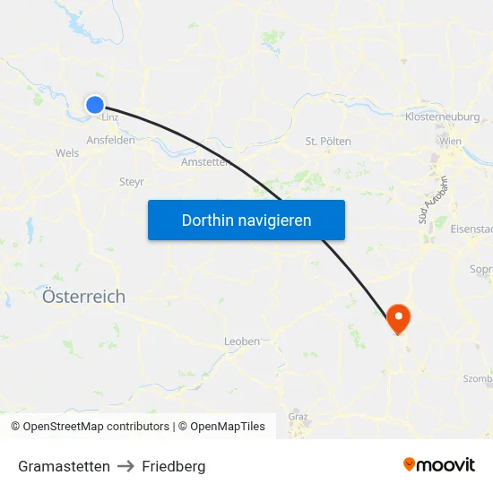 Gramastetten to Friedberg map