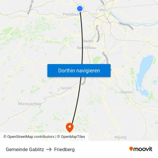 Gemeinde Gablitz to Friedberg map