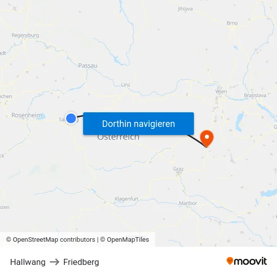 Hallwang to Friedberg map