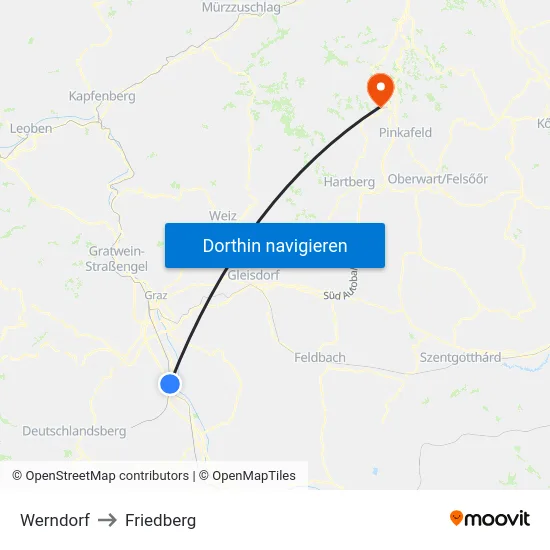 Werndorf to Friedberg map