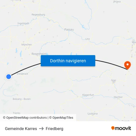 Gemeinde Karres to Friedberg map