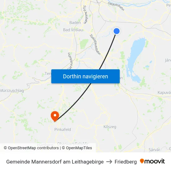 Gemeinde Mannersdorf am Leithagebirge to Friedberg map