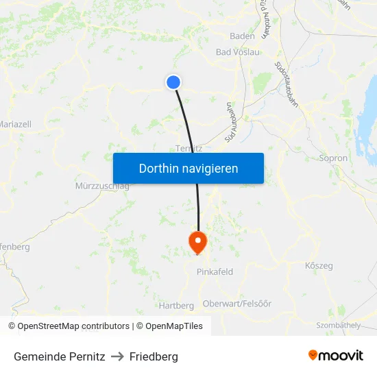 Gemeinde Pernitz to Friedberg map