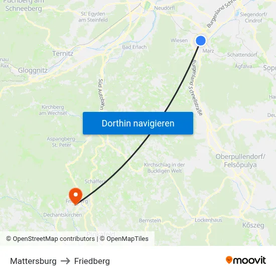 Mattersburg to Friedberg map