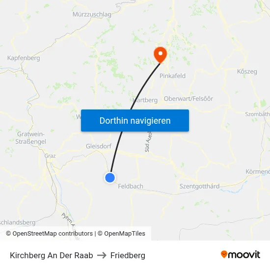 Kirchberg An Der Raab to Friedberg map