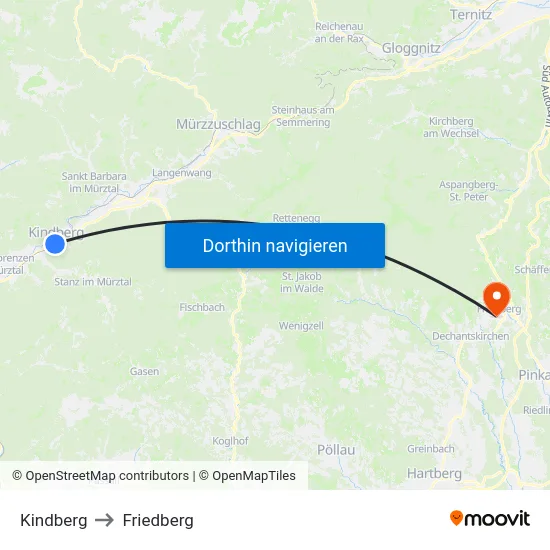 Kindberg to Friedberg map