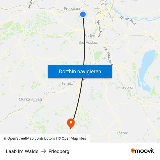 Laab Im Walde to Friedberg map