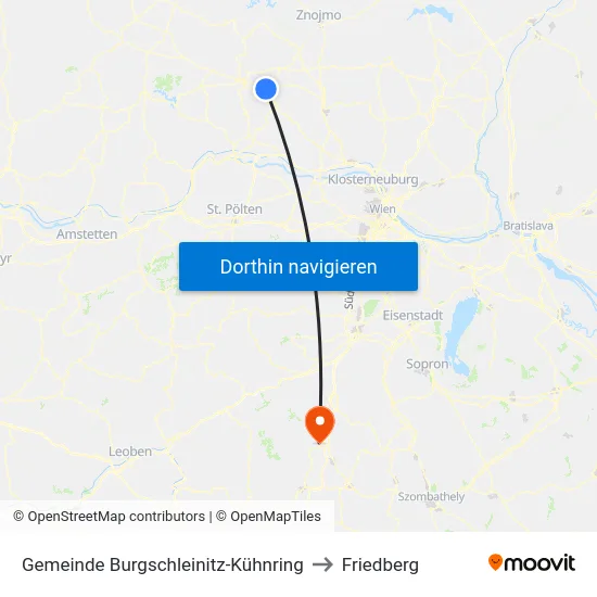 Gemeinde Burgschleinitz-Kühnring to Friedberg map