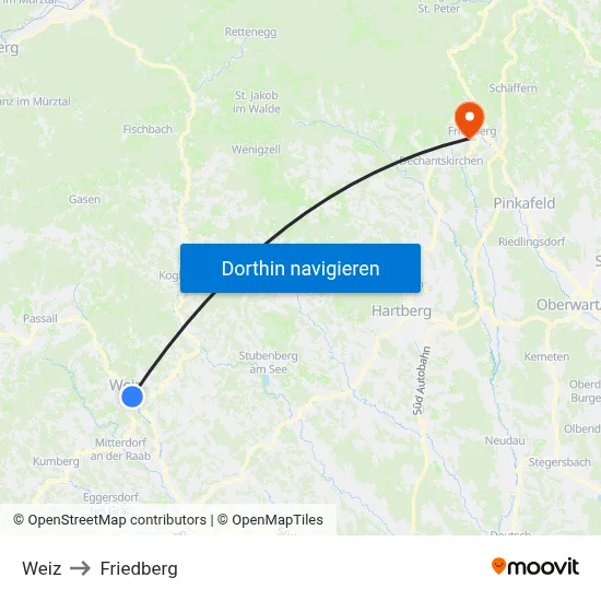 Weiz to Friedberg map