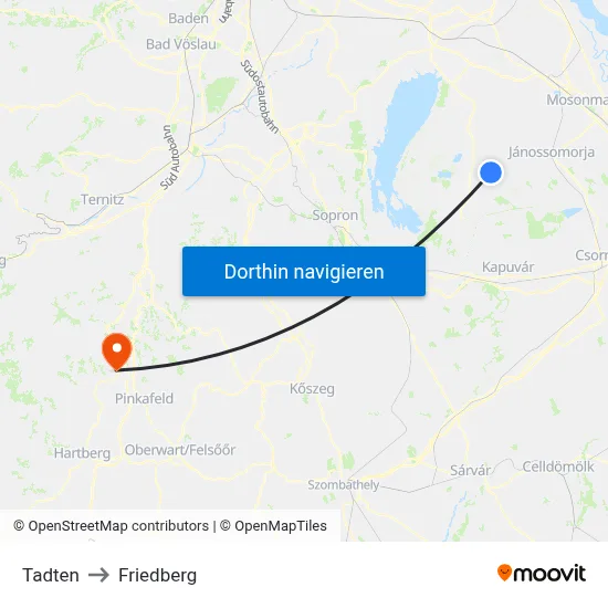 Tadten to Friedberg map