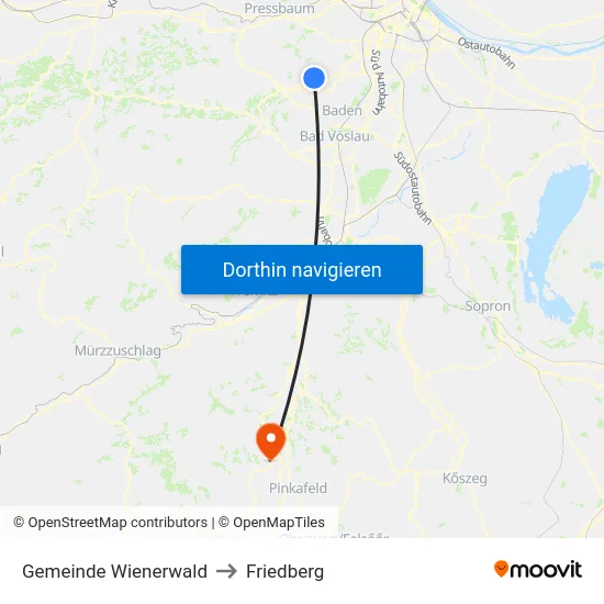 Gemeinde Wienerwald to Friedberg map