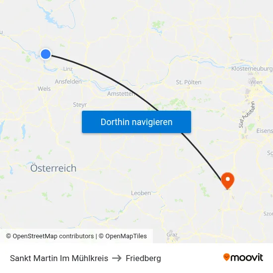 Sankt Martin Im Mühlkreis to Friedberg map