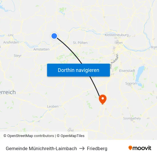Gemeinde Münichreith-Laimbach to Friedberg map