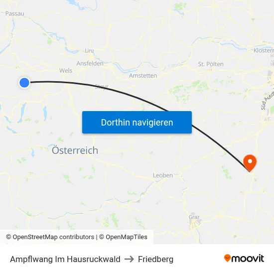 Ampflwang Im Hausruckwald to Friedberg map