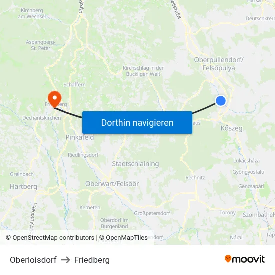 Oberloisdorf to Friedberg map