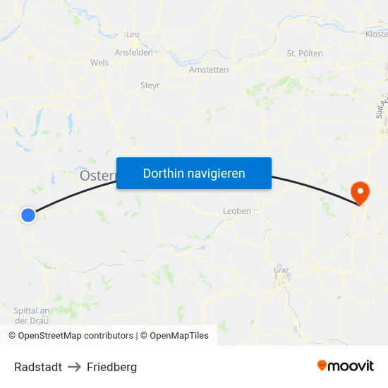 Radstadt to Friedberg map
