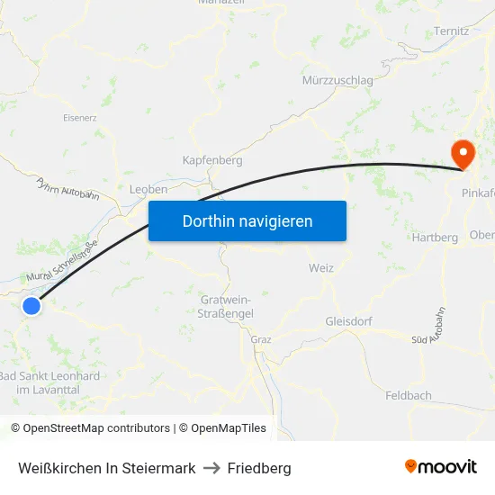 Weißkirchen In Steiermark to Friedberg map