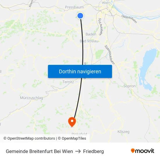 Gemeinde Breitenfurt Bei Wien to Friedberg map