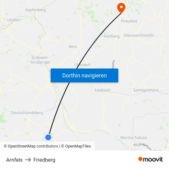 Arnfels to Friedberg map