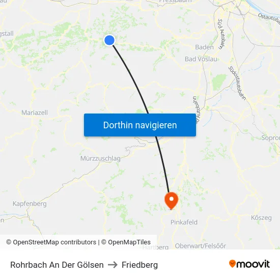 Rohrbach An Der Gölsen to Friedberg map