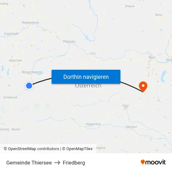 Gemeinde Thiersee to Friedberg map