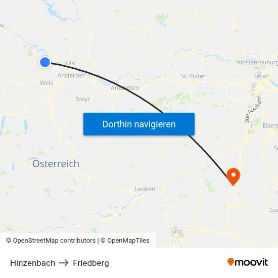 Hinzenbach to Friedberg map