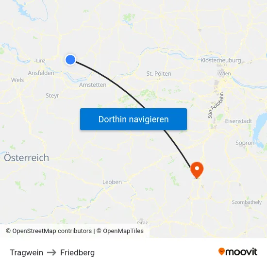 Tragwein to Friedberg map