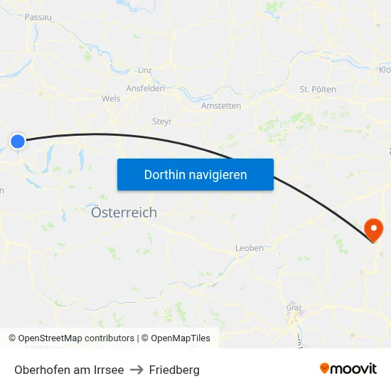 Oberhofen am Irrsee to Friedberg map