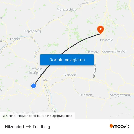 Hitzendorf to Friedberg map