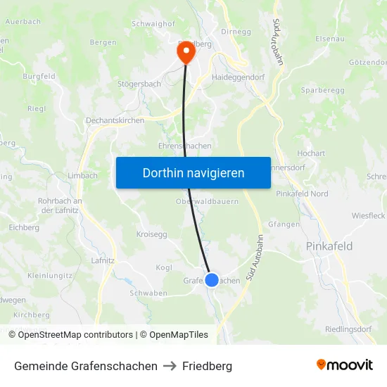 Gemeinde Grafenschachen to Friedberg map