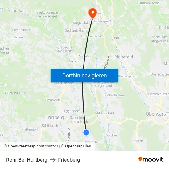 Rohr Bei Hartberg to Friedberg map