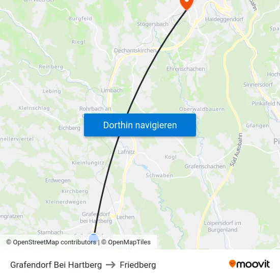 Grafendorf Bei Hartberg to Friedberg map