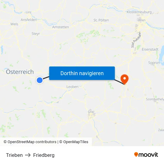 Trieben to Friedberg map