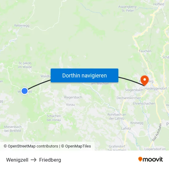 Wenigzell to Friedberg map