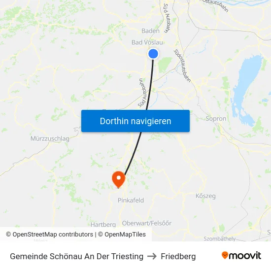 Gemeinde Schönau An Der Triesting to Friedberg map