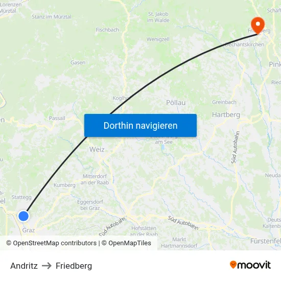 Andritz to Friedberg map