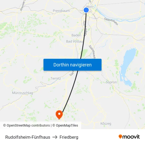 Rudolfsheim-Fünfhaus to Friedberg map