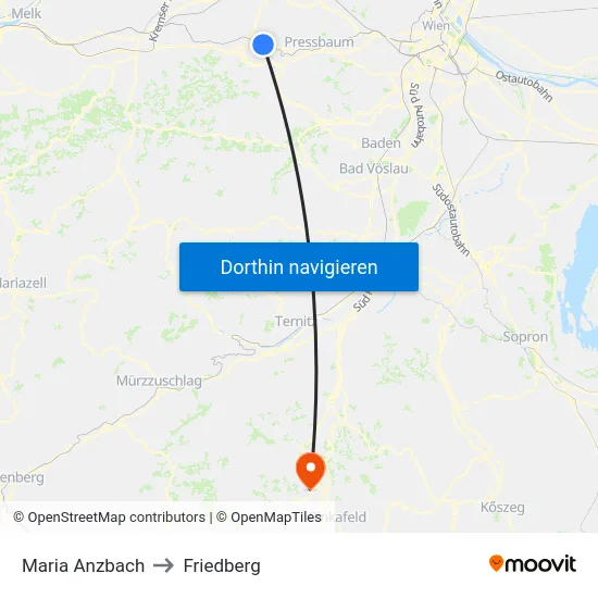 Maria Anzbach to Friedberg map