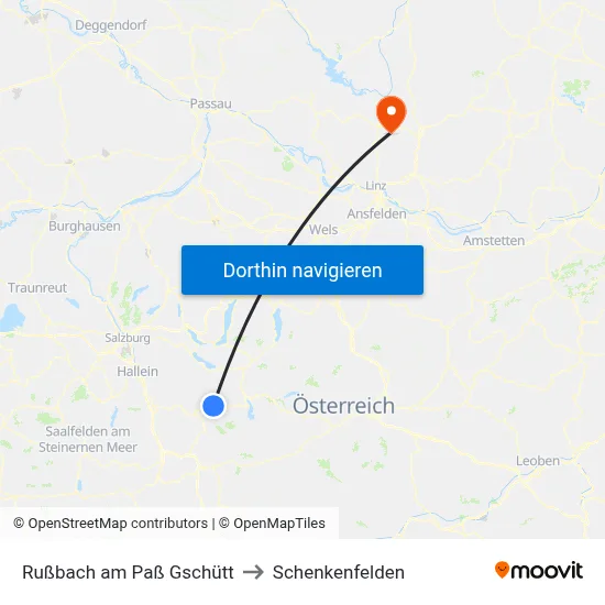 Rußbach am Paß Gschütt to Schenkenfelden map