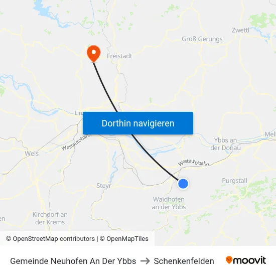 Gemeinde Neuhofen An Der Ybbs to Schenkenfelden map