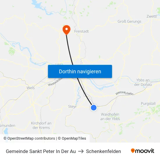 Gemeinde Sankt Peter In Der Au to Schenkenfelden map