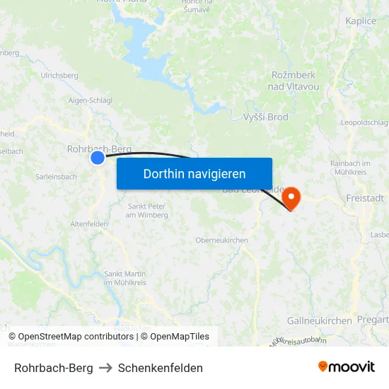 Rohrbach-Berg to Schenkenfelden map