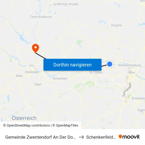 Gemeinde Zwentendorf An Der Donau to Schenkenfelden map