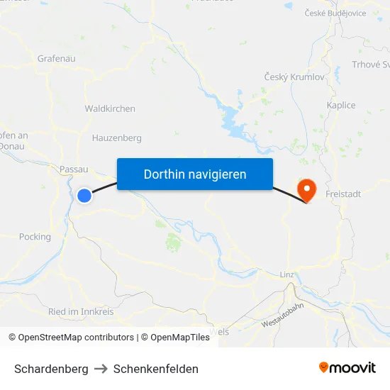Schardenberg to Schenkenfelden map
