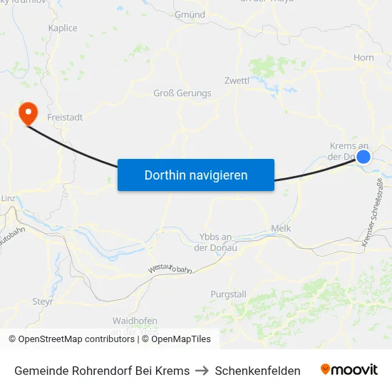 Gemeinde Rohrendorf Bei Krems to Schenkenfelden map