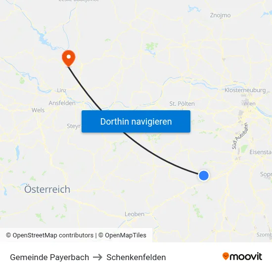 Gemeinde Payerbach to Schenkenfelden map